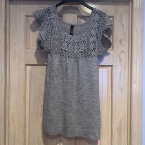 Grey Sweater Dress w/ Crochet sleeves